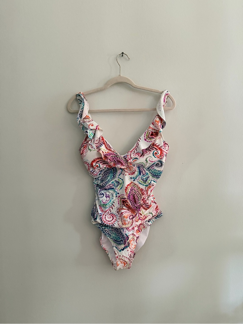 Lauren Ralph Lauren White Paisley Captiva Tummy Control One Piece Swimsuit